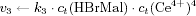 $v_3 \leftarrow k_3 \cdot c_t(\mathrm{HBrMal}) \cdot c_t(\mathrm{Ce^{4+}})^4$